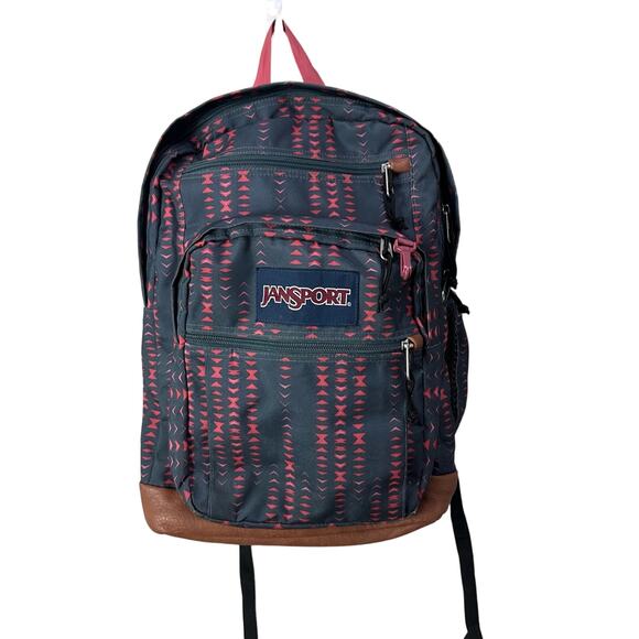 Jansport Cool Student Backpack Gray Pink Triangle Geo Print - Picture 1 of 14